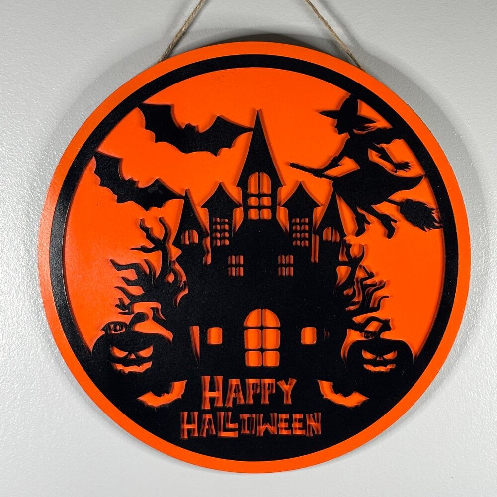 🎃 “Happy Halloween” Sign – 11.5” Round
